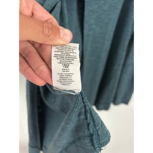 Free People Split Back Turtleneck Top - Blue Small - Picture 10 of 12